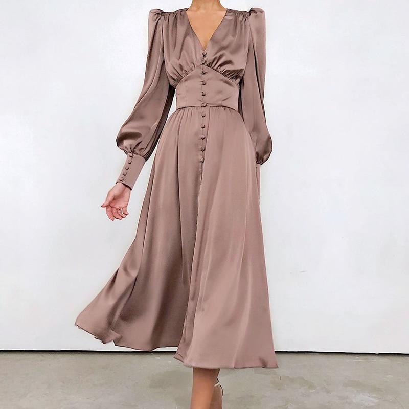 Robe Vintage Années 40 Satin Marron