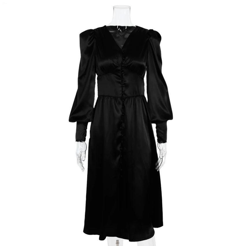 Robe Vintage Années 40 Satin Noir