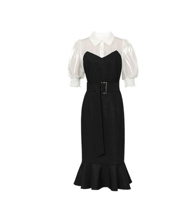 Robe Vintage Années 40 Taille Haute Noir