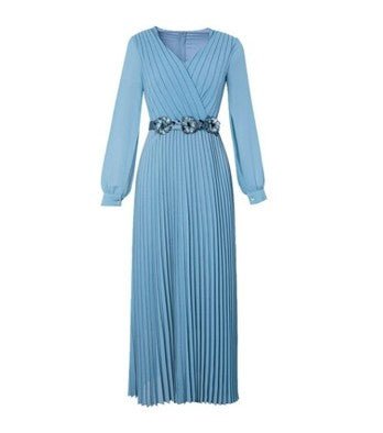 Robe Vintage Années 40 Unie Bleu