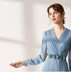 Robe Vintage Années 40 Unie Bleu