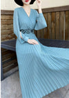 Robe Vintage Années 40 Unie Bleu