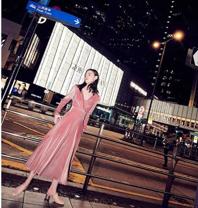 Robe Vintage Années 40 Unie Rose