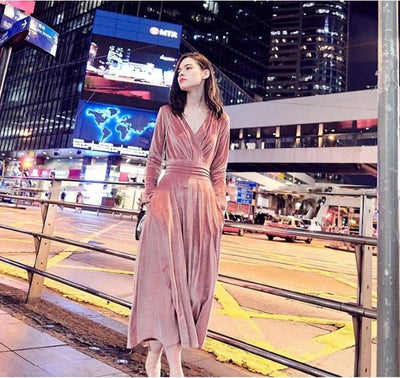 Robe Vintage Années 40 Unie Rose