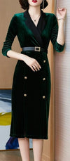 Robe Vintage Années 40 Velours Vert