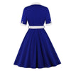 Robe Vintage Automne Bleu Blanc