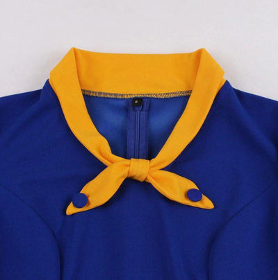 Robe Vintage Automne Bleu Jaune