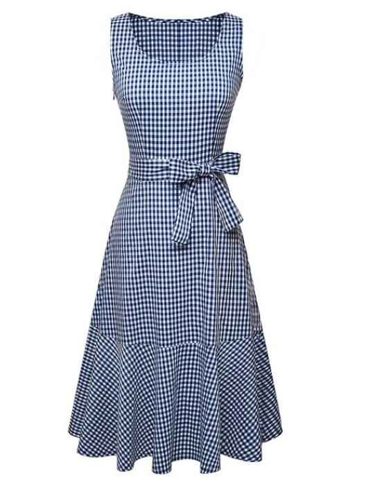 Robe Vintage Bleu Carreaux