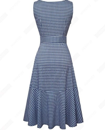 Robe Vintage Bleu Carreaux