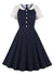 Robe Vintage Bleu Col Dentelle