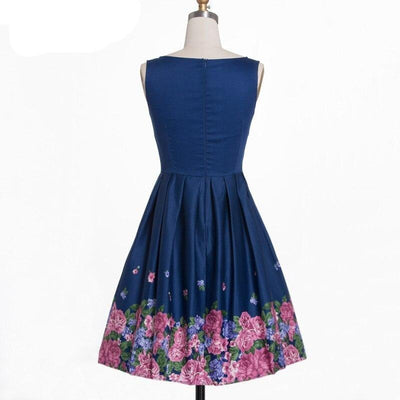 Robe Vintage Bleu Plissée