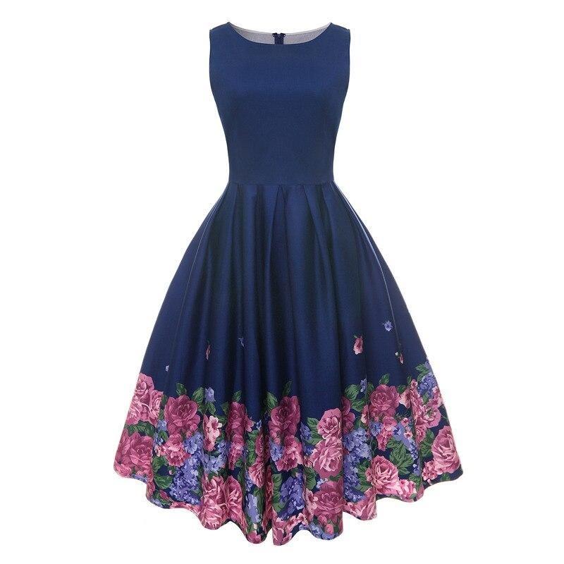 Robe Vintage Bleu Plissée