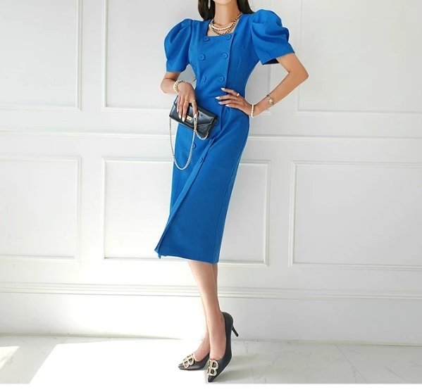 Robe vintage bleu roi top