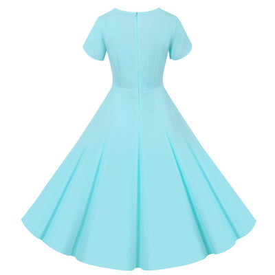 Robe Vintage Boutons Bleu