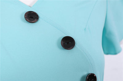 Robe Vintage Boutons Bleu