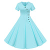 Robe Vintage Boutons Bleu