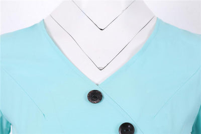 Robe Vintage Boutons Bleu