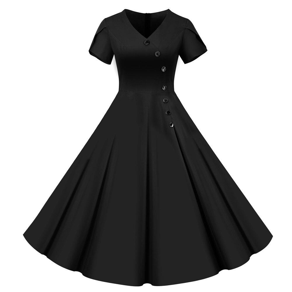 Robe Vintage Boutons Noir