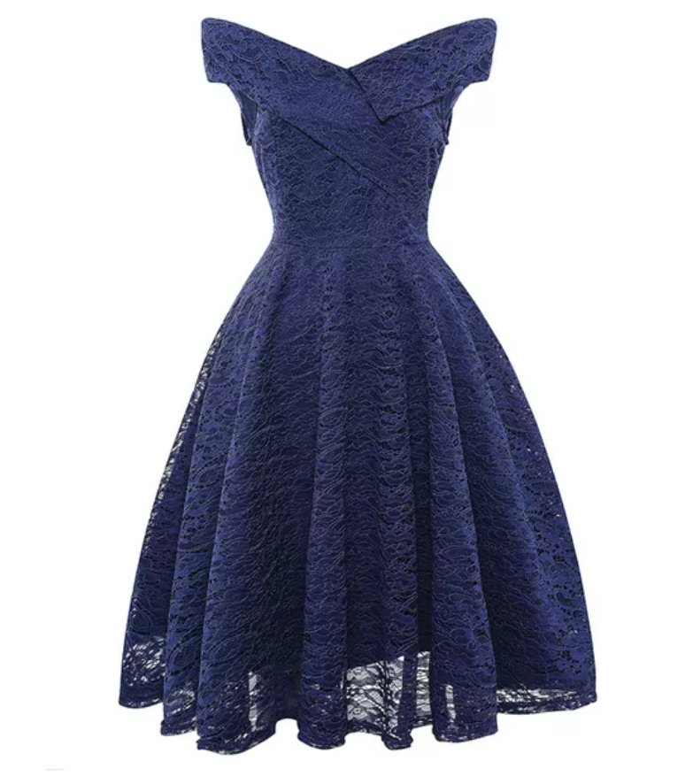 Robe Vintage Broderie Bleu