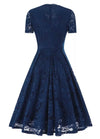 Robe Vintage Broderie Bleu Marine