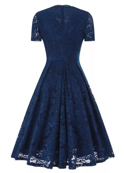 Robe Vintage Broderie Bleu Marine