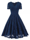 Robe Vintage Broderie Bleu Marine