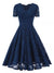Robe Vintage Broderie Bleu Marine