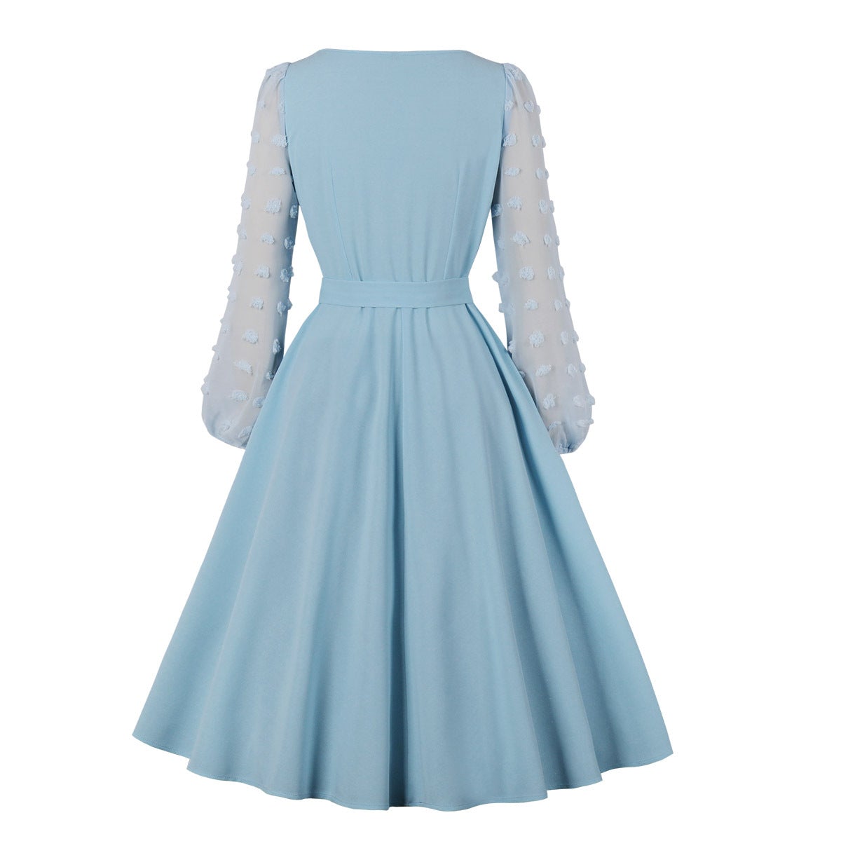 Robe Vintage Broderie Bleue Ciel