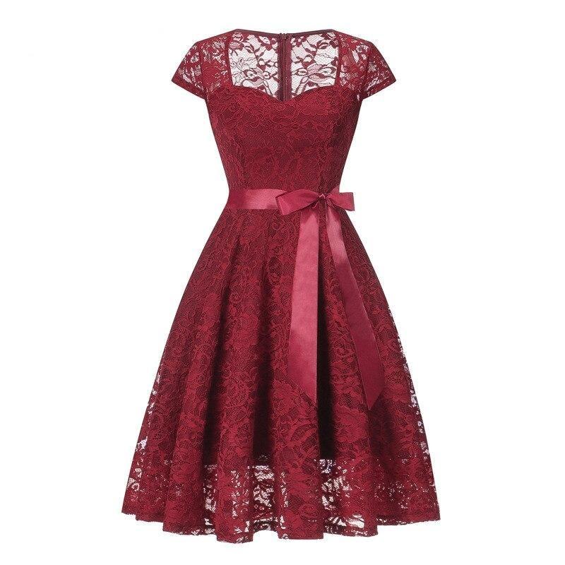 Robe Vintage Broderie Bordeaux