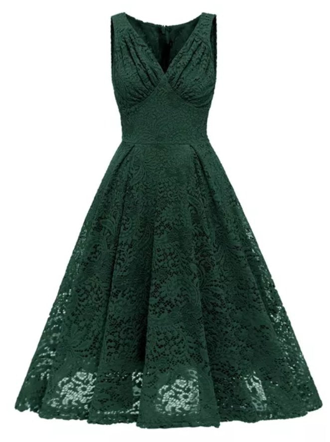 Robe Vintage Broderie Vert