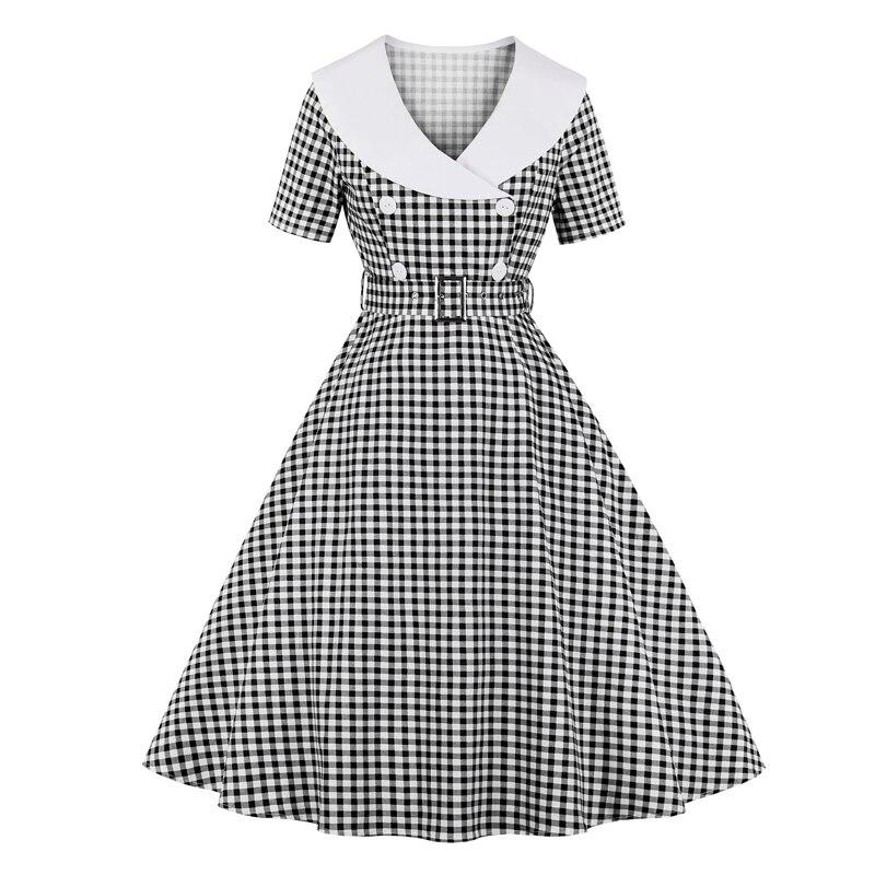 Robe Vintage Carreaux Noir