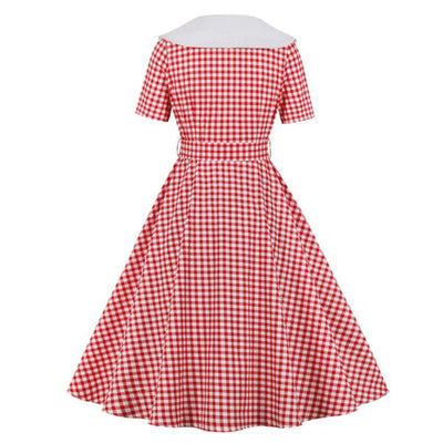 Robe Vintage Carreaux Rouge