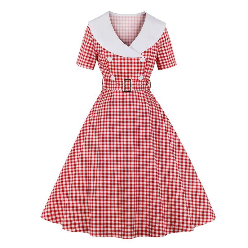 Robe Vintage Carreaux Rouge