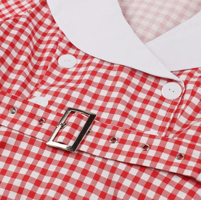 Robe Vintage Carreaux Rouge
