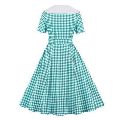 Robe Vintage Carreaux Turquoise
