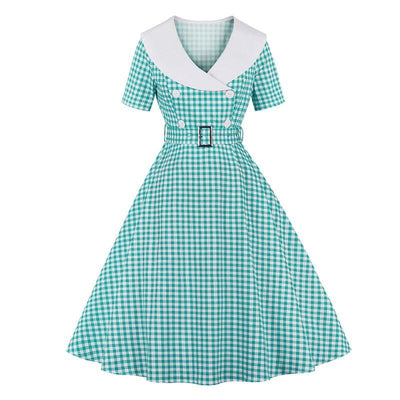 Robe Vintage Carreaux Turquoise