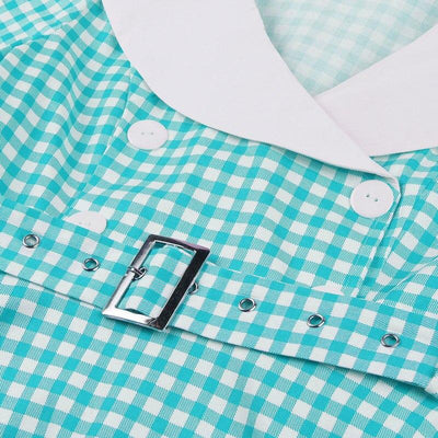 Robe Vintage Carreaux Turquoise