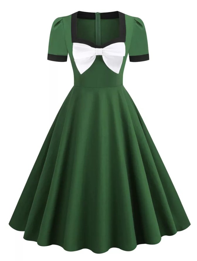 Robe Vintage Ceremonie Vert