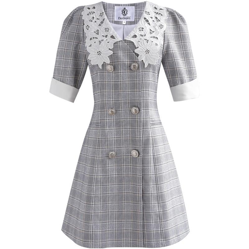 Robe Vintage Chic Carreaux Grise