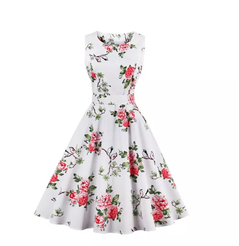 Robe Vintage Chic Rétro Fleurs Ouvertes
