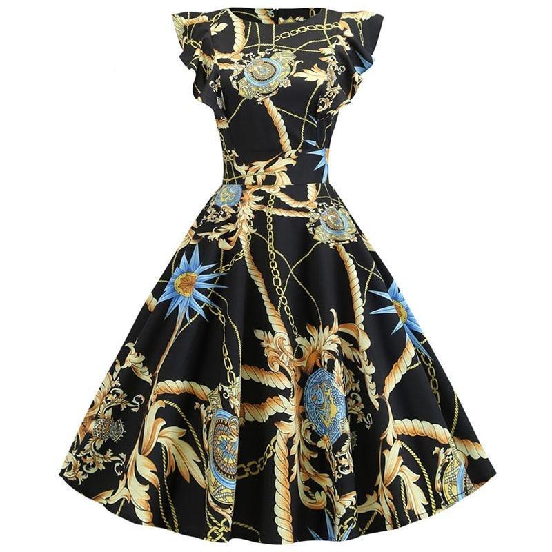 Robe Vintage Chic Rétro Voyante