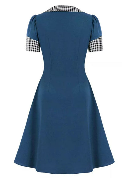 Robe Vintage Col Rond Bleue