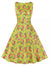 Robe Vintage Col Rond Jaune Fleurs
