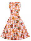 Robe Vintage Col Rond Rose Fleurs