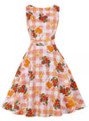 Robe Vintage Col Rond Rose Fleurs