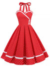 Robe Vintage Col Rond Rouge Pois