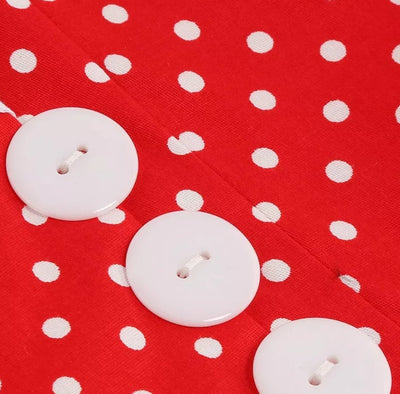 Robe Vintage Col Rond Rouge Pois