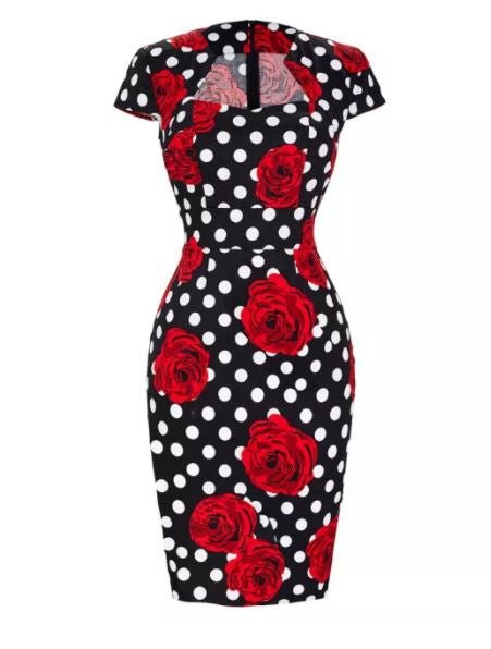 Robe Vintage Crayon Noire Pois