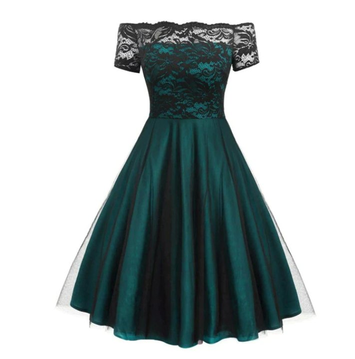 Robe Vintage Dentelle Année 50 Verte