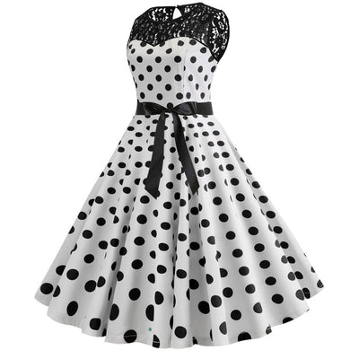 Robe Vintage Dentelle Blanche Pois